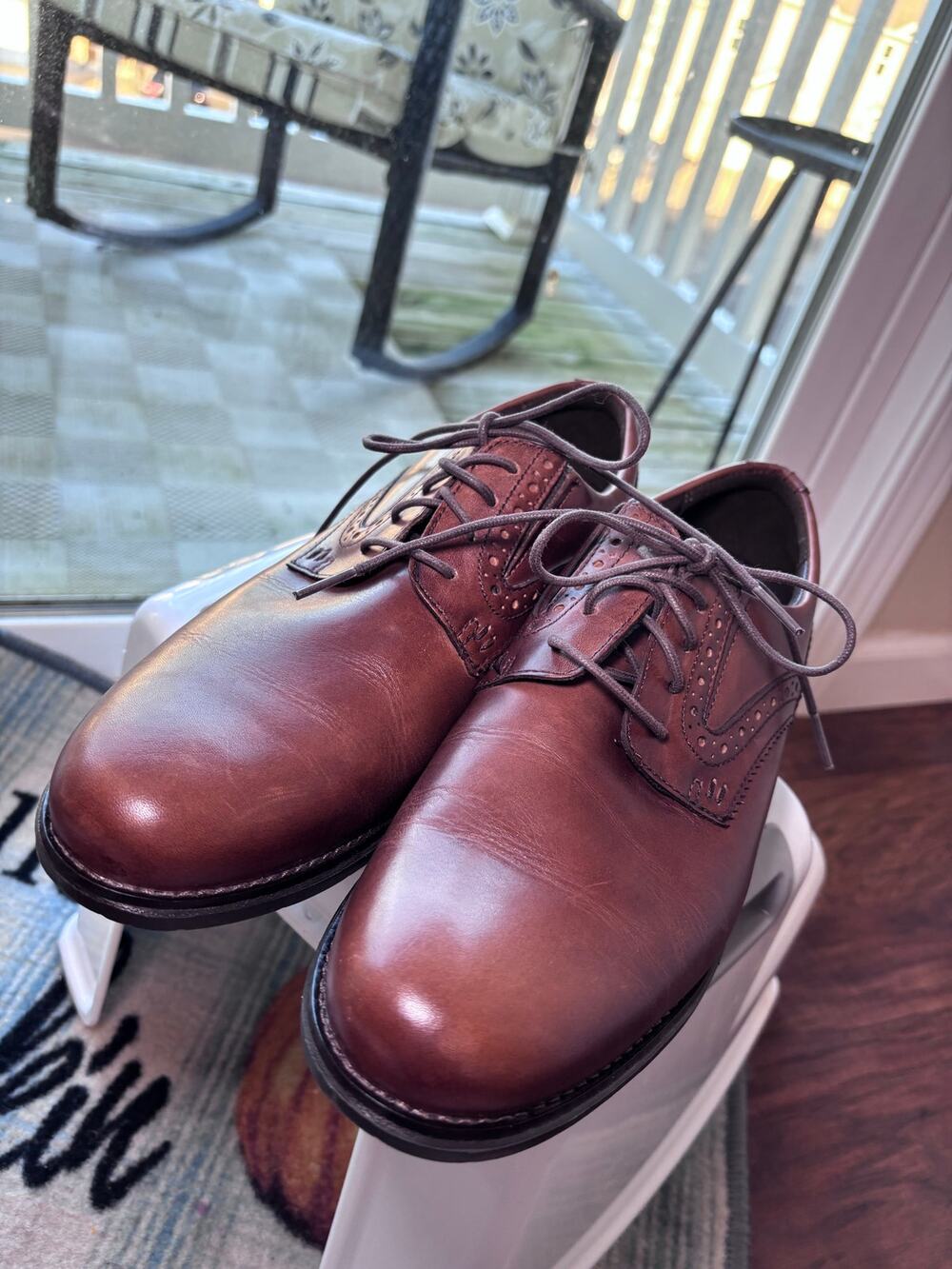 Rockport Total Motion Men’s 8.5 Wide Brown Leather Wingtip Oxford Dress Shoes